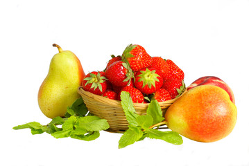 basket with strawberry and fruits