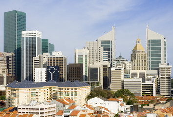 Fototapeta na wymiar Cityscape of Singapore showing the financial district