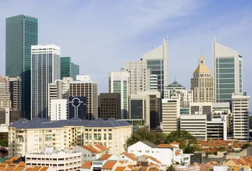 Gordijnen Cityscape of Singapore showing the financial district © Yong Hian Lim