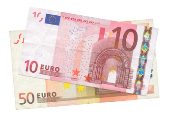 two Euro banknotes