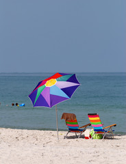 Colorful beach umbrella in Florida