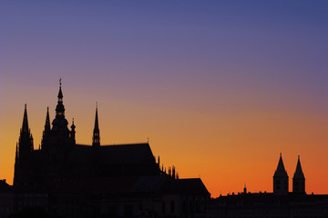 Naklejka premium Sunset over St.Vitus Cathedral, Prague