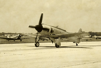 Wartime fighter preparing for takeoff