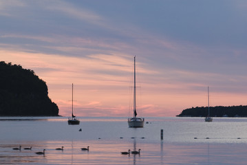 Sailboats at sunset 1