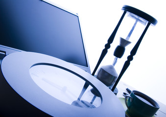 Laptop & Clock