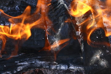 Fire for cooking meat