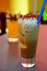 Coffee with whipped cream and ice cream