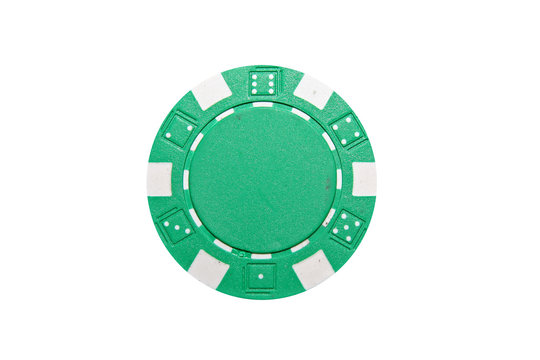 Green and White poker chip