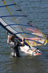 Windsurfer getting ready for a fun filled day