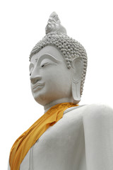 Statue de boudha sur fond blanc