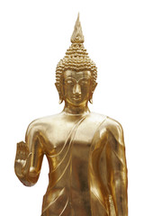 Statue de boudha sur fond blanc