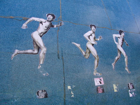 Hommes courants fresque murale, Paris 19