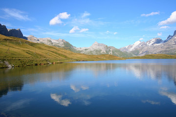 swiss lake with reflection