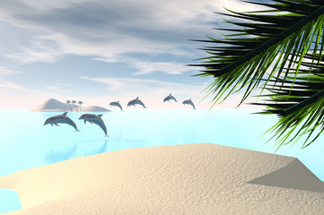 Fototapeta na wymiar 3D render of dolphins