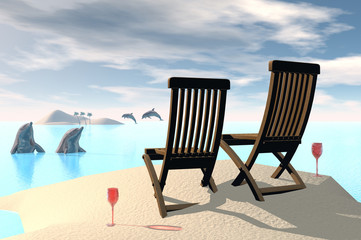 3D render of dolphins