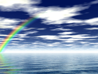 Wonderful rainbow over a sea