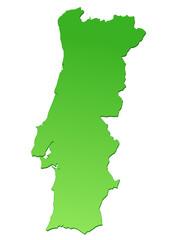 Carte du Portugal verte - obrazy, fototapety, plakaty