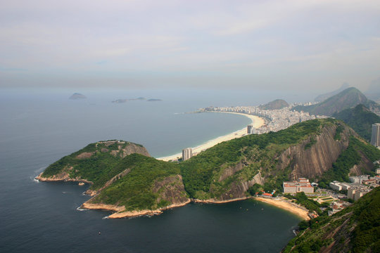 Blick vom Zuckerhut auf den Strand Copacabana, Rio