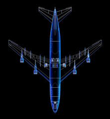 Top view technical illustration of a Boeing 747. - 4108038