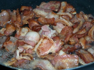 Bacon sizzling in the frying pan