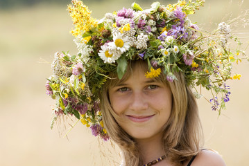 girl with flower wreath
