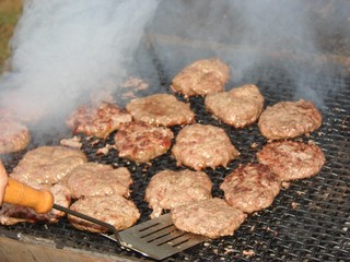 Grilling Hamburgers On a Nice Summer Day