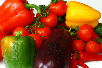 Fresh tasty vegetables isolated on white background