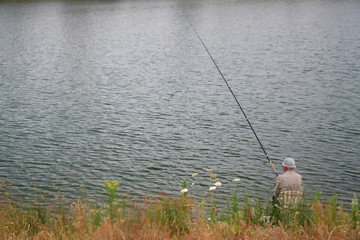 Fisherman in river