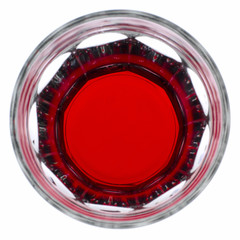 glas with red wine (top view)