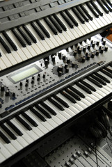 Electronic Keyboards on a rack