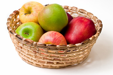 Basket of green,yellow and red apples