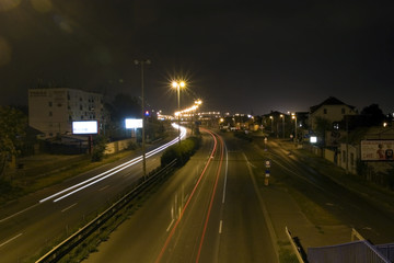 Motorway, traffic at nightfall