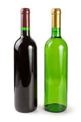 green bottles with wine