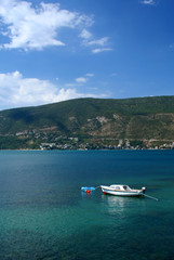 Fototapeta na wymiar Boat on sea in Montenegro