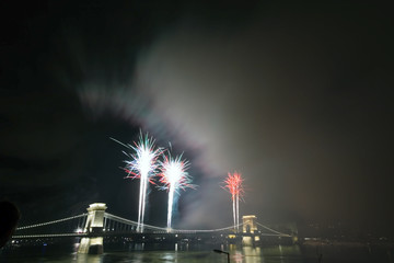 A collage of exploding fireworks.