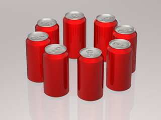 3d concept illustration of soda cans