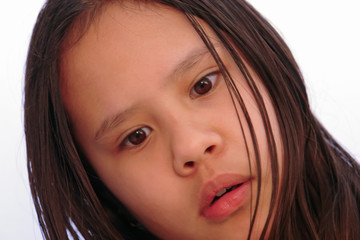 misunderstanding in young girl close up