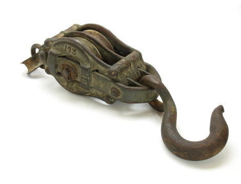 Antique Metal Pulley And Hook