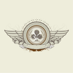 Vector illustration on a gambling subject. Club Suit emblem    