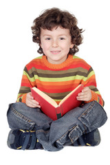 Adorable boy studying