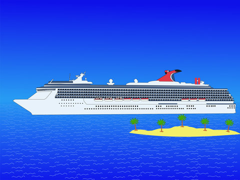 cruise ship with island
