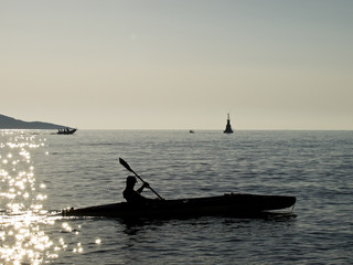 Naklejka premium Adriatic coast sunset - kayaking