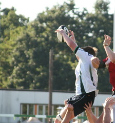rugby line out with motion blur