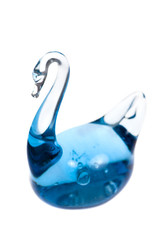 swan made of transparent blue glass