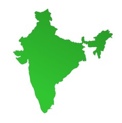 detailed green gradient India map