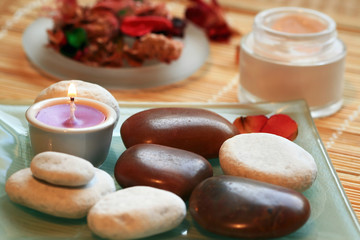 Of stone still-life - spa and blooms