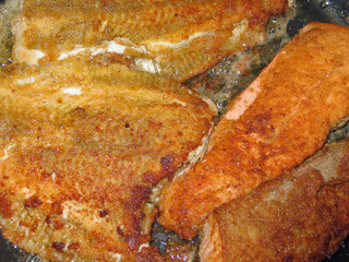 Plaice fish in a pan