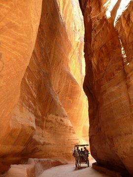 Horse carriage in a gorge, Siq, Petra, Jordan