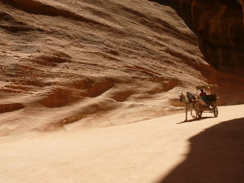 Horse carriage in a gorge, Siq, Petra, Jordan