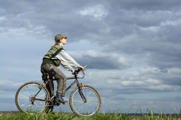 Fototapeta premium Woman at bicycle